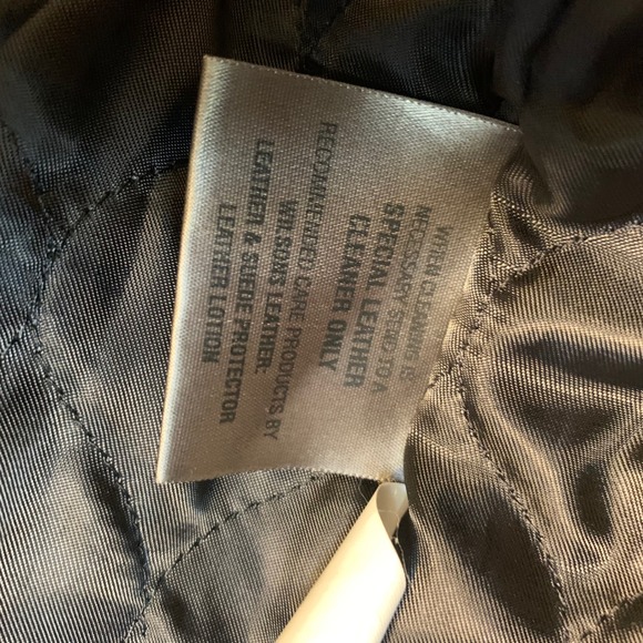 Wilsons Leather Mens L Black Leather Car Coat Quilted Lining Button Front Jacket - Picture 16 of 16